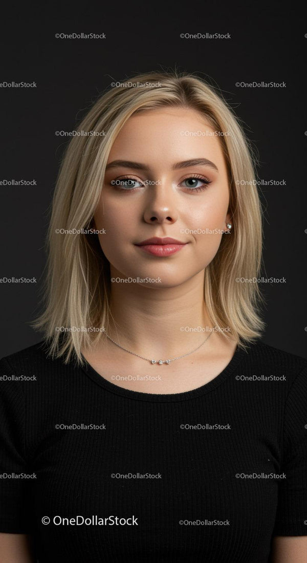 Portret pewnej siebie młodej kobiety z blond włosami