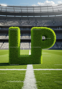 Green 3D Grass Letters LP on Football Field