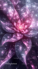 Vibrant Luminous Fractal Flower with Pink and Purple Petals