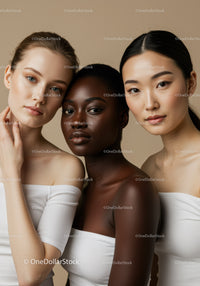 Diverse Women with Confident Expressions in Studio Portrait
