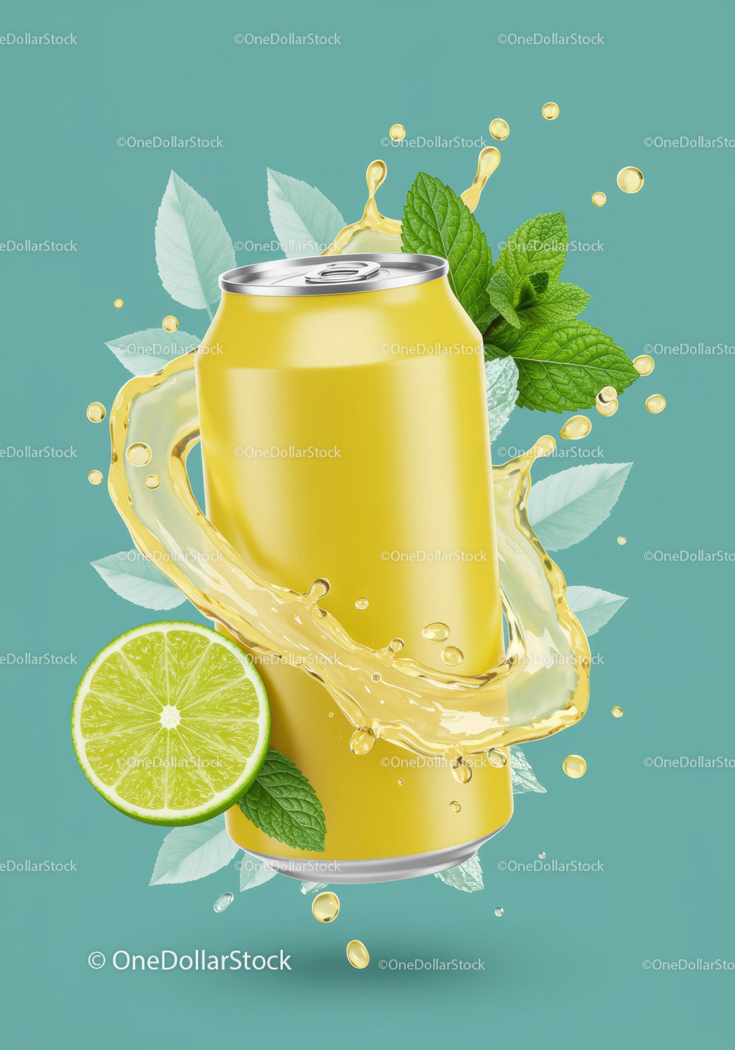 Orzeźwiający napój cytrusowy w puszce z dodatkiem limonki i mięty