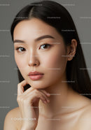 Portrait of Elegant Young Woman with Clear Skin and Brown Eyes