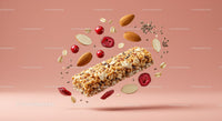 Oat and Nut Energy Bar with Floating Ingredients