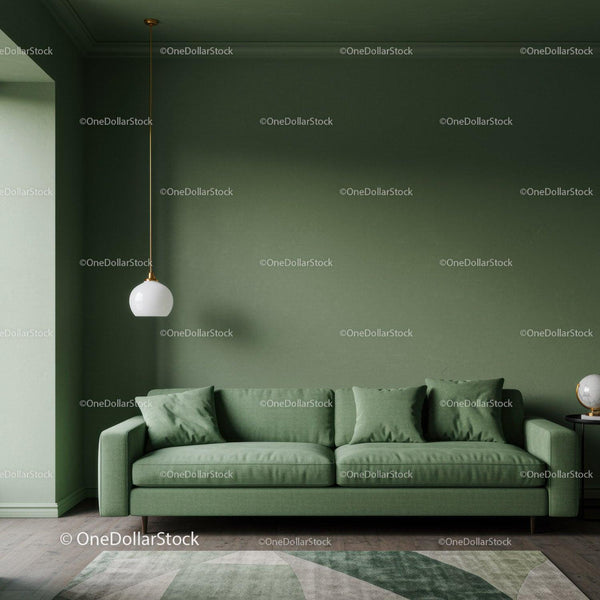 Modern Green Fabric Sofa in Stylish Living Room Interior