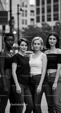 Diverse group of women standing confidently outdoors