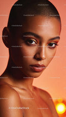 Close-up of confident woman with glowing makeup