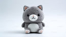 Cute Plush Cat Toy in Soft Brown and White with Black Details