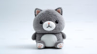 Cute Plush Cat Toy in Soft Brown and White with Black Details