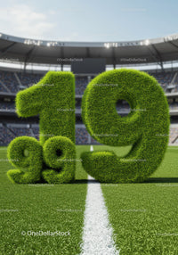 Green 99.19 Percent Symbol on Football Field