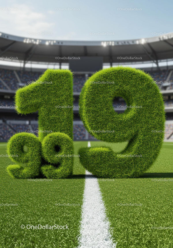 Green 99.19 Percent Symbol on Football Field