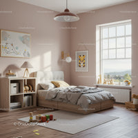 Bright Children Bedroom with Soft Bedding and Playful Wall Art