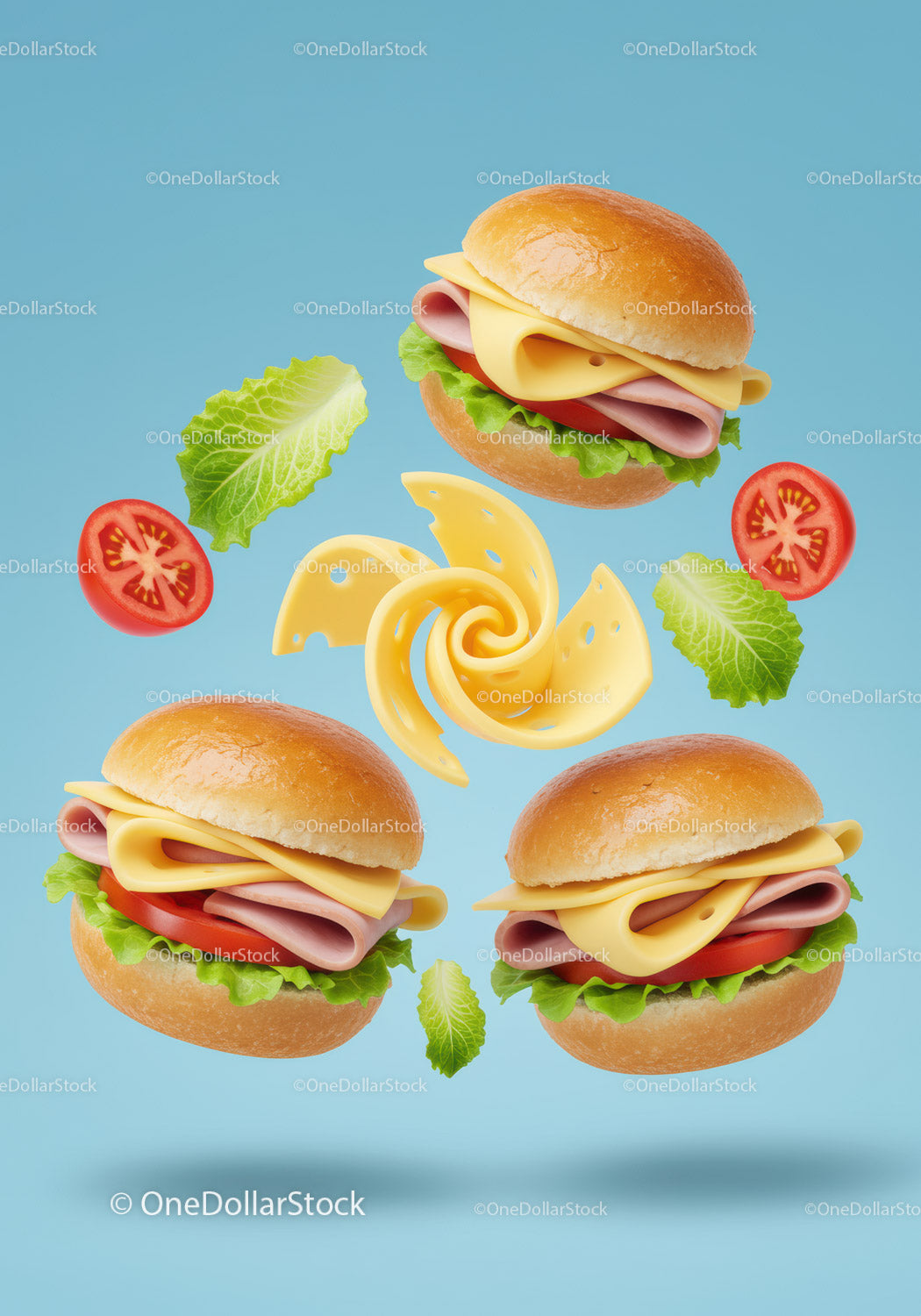 Ham and Swiss Cheese Sandwiches with Fresh Vegetables