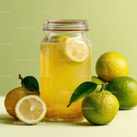 Refreshing Lemonade in a Mason Jar with Citrus Fruits
