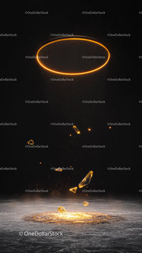 Futuristic Dynamic Explosion with Glowing Ring and Shattered Glass