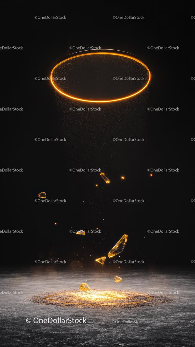 Futuristic Dynamic Explosion with Glowing Ring and Shattered Glass