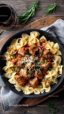 Hearty Beef and Cherry Tomato Pasta in Rustic Skillet