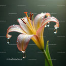 Pink Lily Flower with Water Droplets in Bloom for Nature and Floral Photography