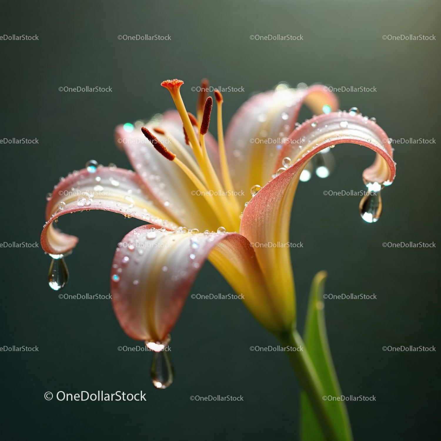 Pink Lily Flower with Water Droplets in Bloom for Nature and Floral Photography