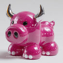 Glossy Pink Cow Sculpture for Modern Home Decor