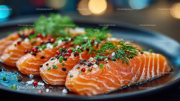 Świeże filety z łososia z ziołami i ziarnami pieprzu do kuchni gourmet