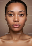 Close-up of Young Woman with Flawless Skin and Natural Makeup