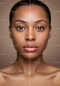 Close-up of Young Woman with Flawless Skin and Natural Makeup