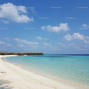 Overwater Bungalows on Clear Blue Seaside with White Sandy Beach