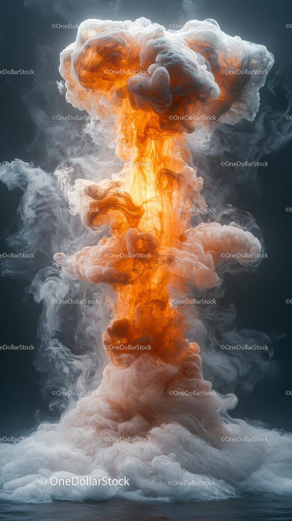Dramatic Explosion with Fire and Smoke Cloud
