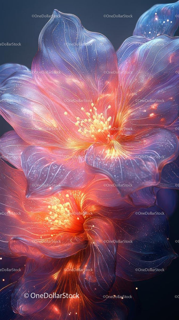 Enchanting Luminescent Flower Art with Pink and Purple Hues