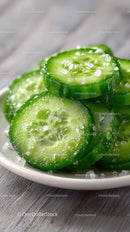 Fresh Cucumber Slices on a White Plate for Refreshing Healthy Snack