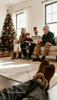 Cozy multigenerational family enjoying Christmas at home