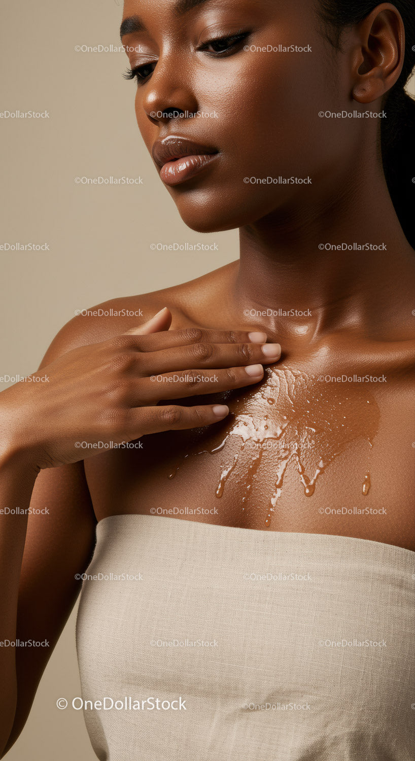 Close-Up Beauty Portrait of a Black Woman with Radiant Skin