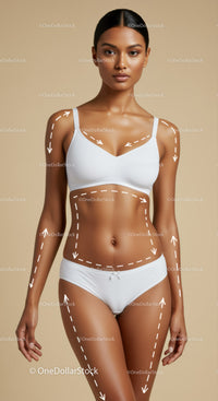 Young Woman in Athletic Wear with Confident Pose on Beige Background