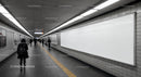 Modern Subway Tunnel with Commuters and Tiled Walls
