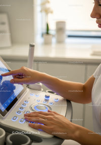 Modern Ultrasound Machine in Medical Clinic with Healthcare Professional