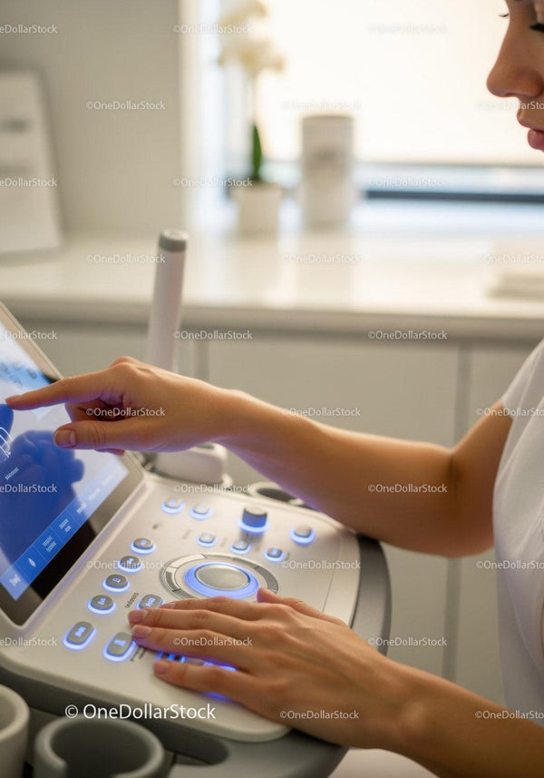 Modern Ultrasound Machine in Medical Clinic with Healthcare Professional
