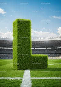 Grass Letter L Standing on Stadium Soccer Field