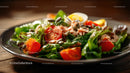 Fresh Vegetable Salad with Cherry Tomatoes and Boiled Eggs