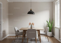 Bright Minimalist Dining Room with Green Indoor Plant and Natural Light