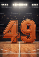 Basketball Styled Number Forty Nine on Court