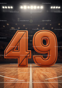 Basketball Styled Number Forty Nine on Court