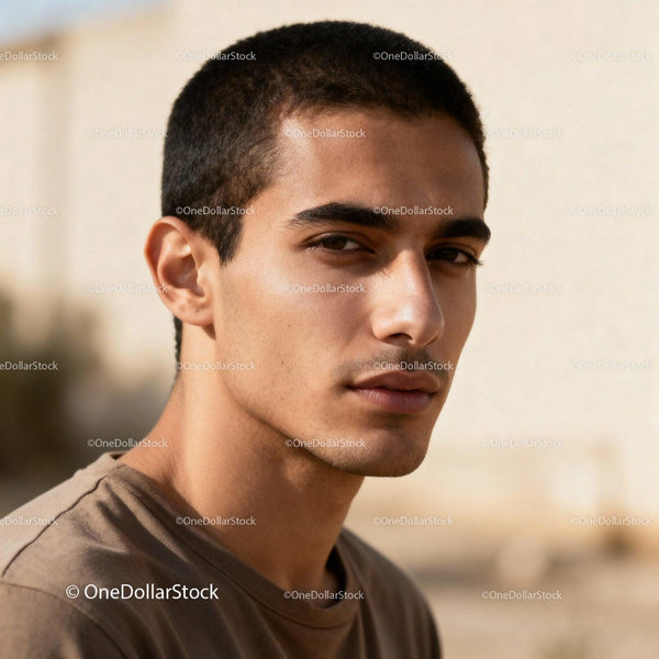 Thoughtful young man in casual wear outdoors