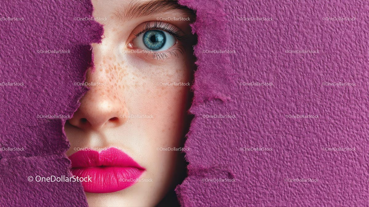 Captivating Female Portrait with Vibrant Pink Lipstick