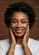 Portrait of Smiling African American Woman with Short Curly Hair