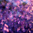 Colorful Floating Musical Notes in Purple Digital Art Scene