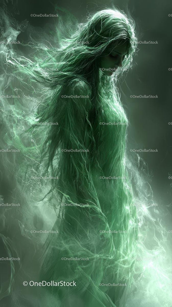 Ethereal Female with Glowing Hair and Mystical Energy