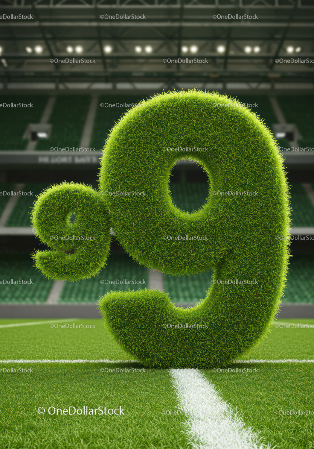 Green Grass Number Nine on Football Field