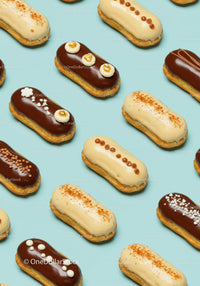 Assorted Gourmet Eclairs with Chocolate and Vanilla Glaze