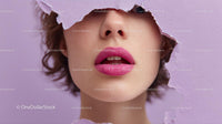 Captivating Female Portrait with Vibrant Pink Lipstick