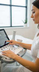 Female Healthcare Professional Operating Ultrasound Machine in Modern Clinic